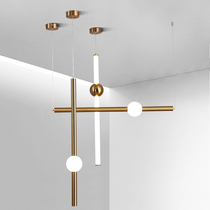 Nordic post-modern light luxury luminous stick personality bar coffee shop milk tea shop project creative staircase restaurant chandelier