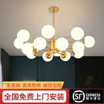 Living room chandelier gold light lavish style Nordic minimalist modern restaurant Molecular Magic Bean Chandelier Bag Door-to-door Installation
