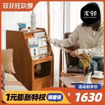 Wooden side Candy magazine cabinet solid wood small bookshelf simple multifunctional corner cabinet lockers Nordic storage cabinet