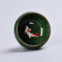 Ice crack Kung Fu tea set Household set ceramic retro tea cup Colorful open piece glaze Carp cup gift