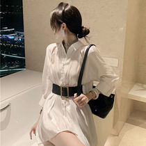 Tide card 2021 Spring and autumn new sexy online red Korean version collection waist display slim temperament long sleeve T-shirt foreign air shirt blouse