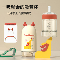 Franshu baby learning drinking cup PPSU straw cup with handle children drinking water drinking grandma bottle direct drinking cup big baby