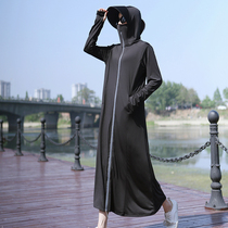 Sunscreen womens 2021 new long knee anti-ultraviolet full body shirt breathable Joker Ice Silk driving artifact