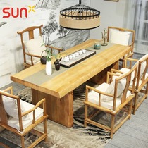 New Chinese solid wood large-scale table simple office reception table home tea table table table table table log large board table