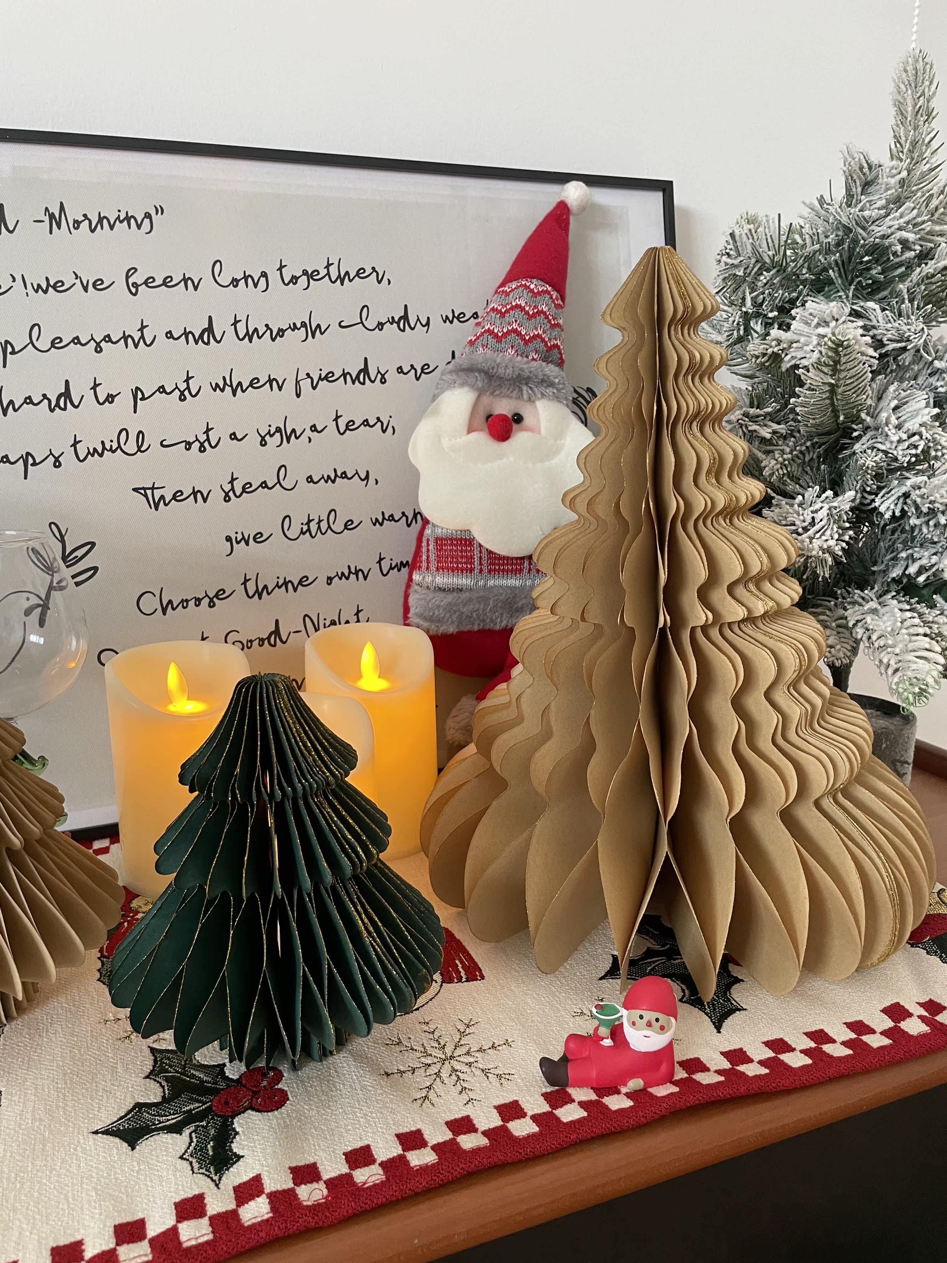 圣诞树圣诞节装饰折叠折纸摆件纸质桌面迷你纸树场景布置拍摄道具