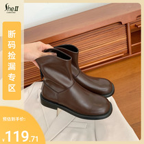 (broken code pick-up) western leg fine ~ Korean big head V mouth casual short boots lady temperament slim boots
