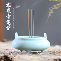 Antique three-legged incense burner Buddhist supplies for Buddha ceramic thread incense burner Buddha small incense burner simple thread incense incense device