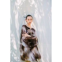 TUYUE coated moon designer Chinese zstained hood shirt summer new pleated clairvoyant lace with shoulder sleeve loose jacket