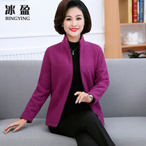 Middle-aged and elderly womens spring new sweatshirt mother size jacket plus velvet fleece jacket female 50-60 years old