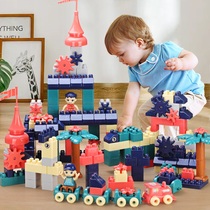 The big particle of building blocks the puzzle the brain the large plastic the baby the 3-45 year old boy