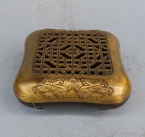 Retro Make Old Pure Brass Brass Incense Stove Lavender Oven Smoked Scent Reliefs Double Leppoon Square Fork Waist Stove