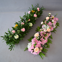 New wedding road flower wedding row flower arch flower room decoration welcome area flower wall stage layout wedding props