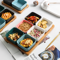 Nordic minimalist creative ceramic hot pot seasoning dishes snack dishes square dishes snack dishes square dishes snack dishes dried fruit dishes fruit plates