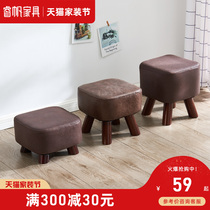Small stool home Square stool coffee table low stool creative wearing shoes stool sofa stool solid wood bench foot rest shoe stool