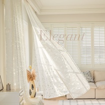 Light and luxurious style minimalist modern white yarn curtain hollowed-out and semi-permeable man window yarn Living room Balcony Bedroom Floating window