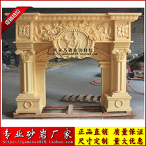 Sandstone fireplace-Roman fireplace S004 Stone dining table column FRP sculpture relief background wall Artificial stone