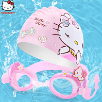 hellokitty Kids Glasses Girls Waterproof Fog Resistant High Definition Professional Training Swimming Hat Set 3 Year Old Swimming Glasses