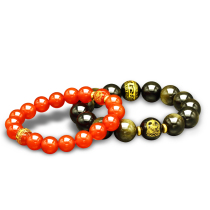 Golden Black Yaoshi Red Manau Stone Ben Life Buddhas Zodiac Book Life Bracelet Lovers of Men and Womens Handstring A