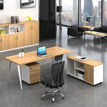 Simple modern office desk and chair Financial desk with side cabinet Big shift boss desk Fashion manager supervisor desk furniture 1 8m
