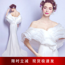 Angels wedding dress Dreamers Shoulder White Stage Walk Show Host Light Lavish Tail Wedding Dresses Evening Dress 2769