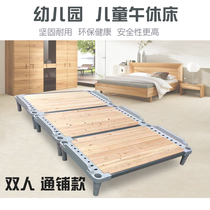 Kindergarten bed nap thickened solid wood childrens bed double pass wood plank plastic custody bed childrens lunch break wheel