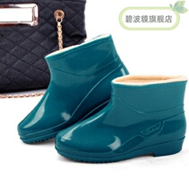 ins new velvet super warm winter waterproof rain boots water shoes water boots rain shoes short tube plus cotton womens boots 01