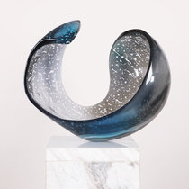 Gradient round transparent sculpture synthetic resin ornaments hotel lobby hall club restaurant model room desktop decoration