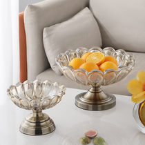 Tall fruit plate dried fruit basin Nordic style home creative modern living room coffee table crystal glass snack plate