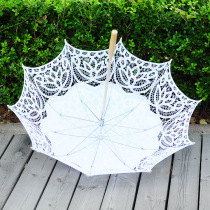 Lace craft lace umbrella non-heritage handmade crochet dance photography wedding lifting straight pole wooden handle adult photo umbrella