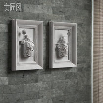 Big craftsman wind Wushen Zhaocai wall decoration 3D creative home accessories resin wall-mounted goalkeeper wall decoration