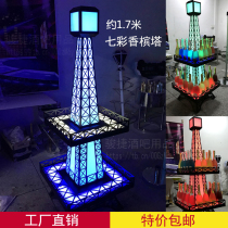 Bar nightclub KTV stainless steel LED glowing champagne bucket champagne Cabinet cup holder two-story tower Eiffel champagne tower