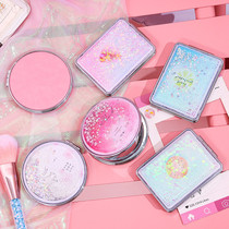 Han Creativity Flow Sand Make-up Mirror Mesh Red Small Mirror Cute Teenage Girl Hearts Cartoon Double Mirror Portable Carry-on Cosmetic Mirror
