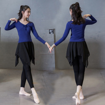 Modern dance suit Knotted top Long-sleeved suit Practice yoga suit College student body class performance suit Daily