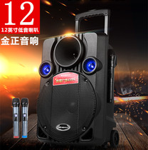 Golden Square Square Acoustics 12 Inch Outdoor Singing And Dancing Wireless Megaphone Card Bluetooth Drawbar Type Mobile Speaker