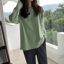 2022 Spring and autumn new womens clothing mschf blouses Korean version pure color 100 lap t-shirt female long sleeve loose inner hitch undershirt