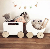 ins Nordic new childrens house wooden moon small cart Photography baby pushback toy containing pull car