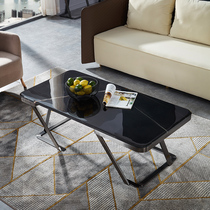 Light luxury marble coffee table modern simple living room long coffee table stainless steel coffee table sofa side table