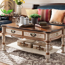 American solid wood tea table living room American countryside tea table suit combined modern solid wood retro for old tea table square