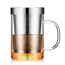 Large capacity tea water separation glass tea cup office retro cover filter men and women creative heat-resistant explosion-proof water Cup