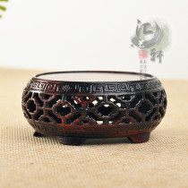 Red Wood New Chinese Style Hollowed-out Retro Swing Piece Base Teapot Bonsai Incense Stove Round Chiishi Vase Buddha Personality Bay
