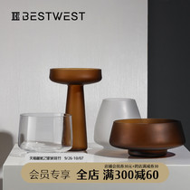 Frosted glass vase creative ornaments home living room dining table top flower vase Nordic soft decorations light luxury