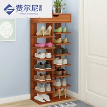 Simple wooden shoe rack Narrow 40cm household multi-layer dustproof small shoe cabinet Economical multi-function balcony shelf