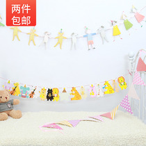 Childrens tent decoration bunting triangle string flag hanging flag dollhouse room hanging pendant Holiday birthday party
