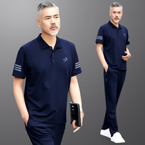 Sports suit mens summer middle-aged sportswear mens casual wear loose elderly sportswear mens dad clothes