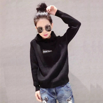 European station hooded sweater womens pullover 2021 spring and autumn European goods new black loose thin bf Korean version of the original wind