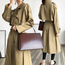 MRMW2020 Autumn New temperament double-breasted cotton long windbreaker female chic lace harbor wind over knee jacket