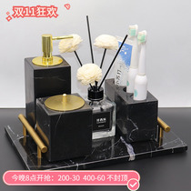 Marble bathroom wash set bathroom sink tray tissue box toothbrush holder five-piece hand sanitizer bottle