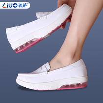 Nurse shoes Womens summer air cushion soft bottom not tired feet leather comfortable not smelly feet thick bottom non-slip white medical shoes