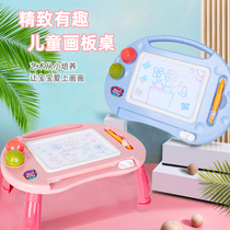 Childrens drawing board Magnetic writing board table large color graffiti dust-free convenient baby painting painter board magnetic pen