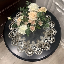 Legal Lace Cloth Art Round Table Pure Color Tablecloth Home Round Table Mat American Table Mat Tea Set Dust-Proof Cover